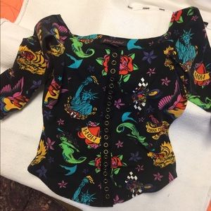 Betsey Johnson Mark Mahoney Tattoo Snap-up top